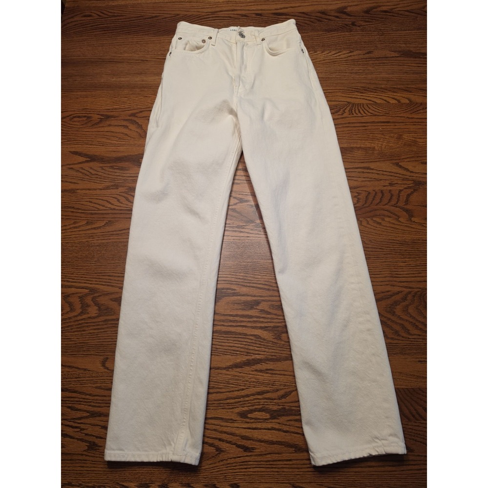 Agolde 90s Pinch Waist Jeans Womens Size 24 Cream White High Rise Straight
